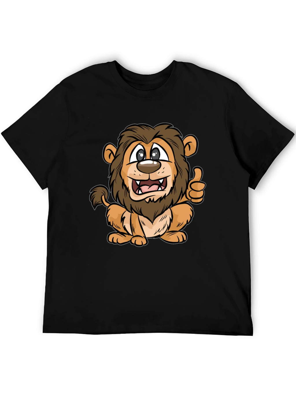 Lion Cartoon Black T-Shirt
