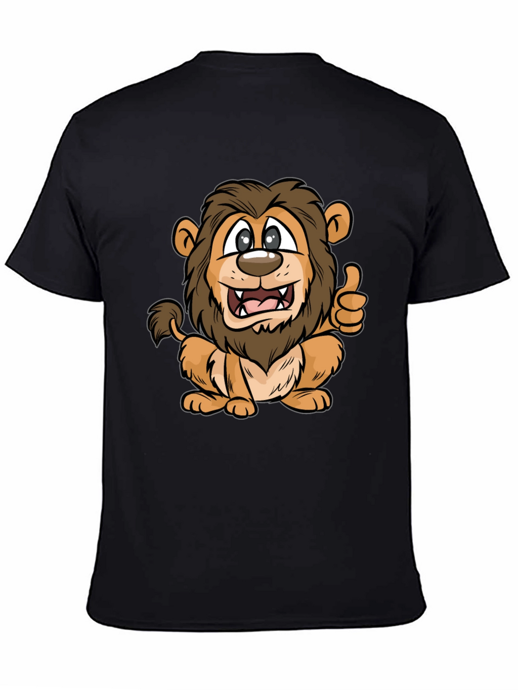 Lion Cartoon Black T-Shirt