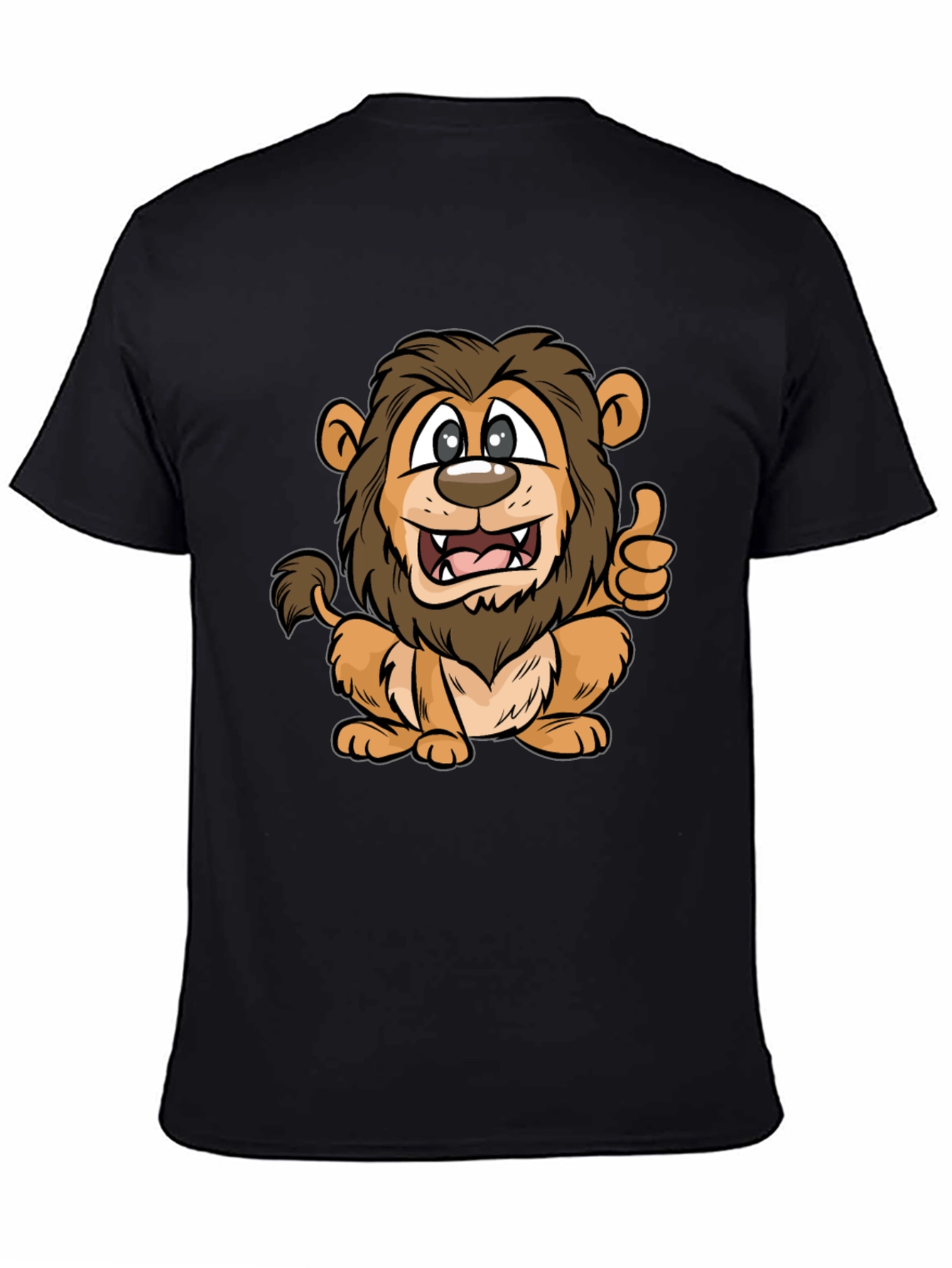 Lion Cartoon Black T-Shirt