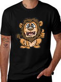 Lion Cartoon Black T-Shirt