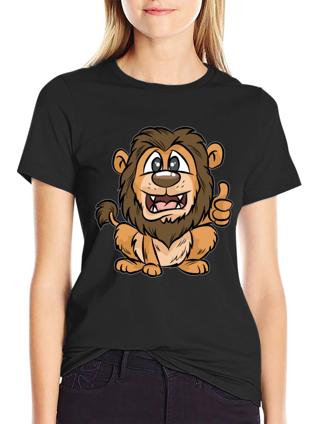 Lion Cartoon Black T-Shirt