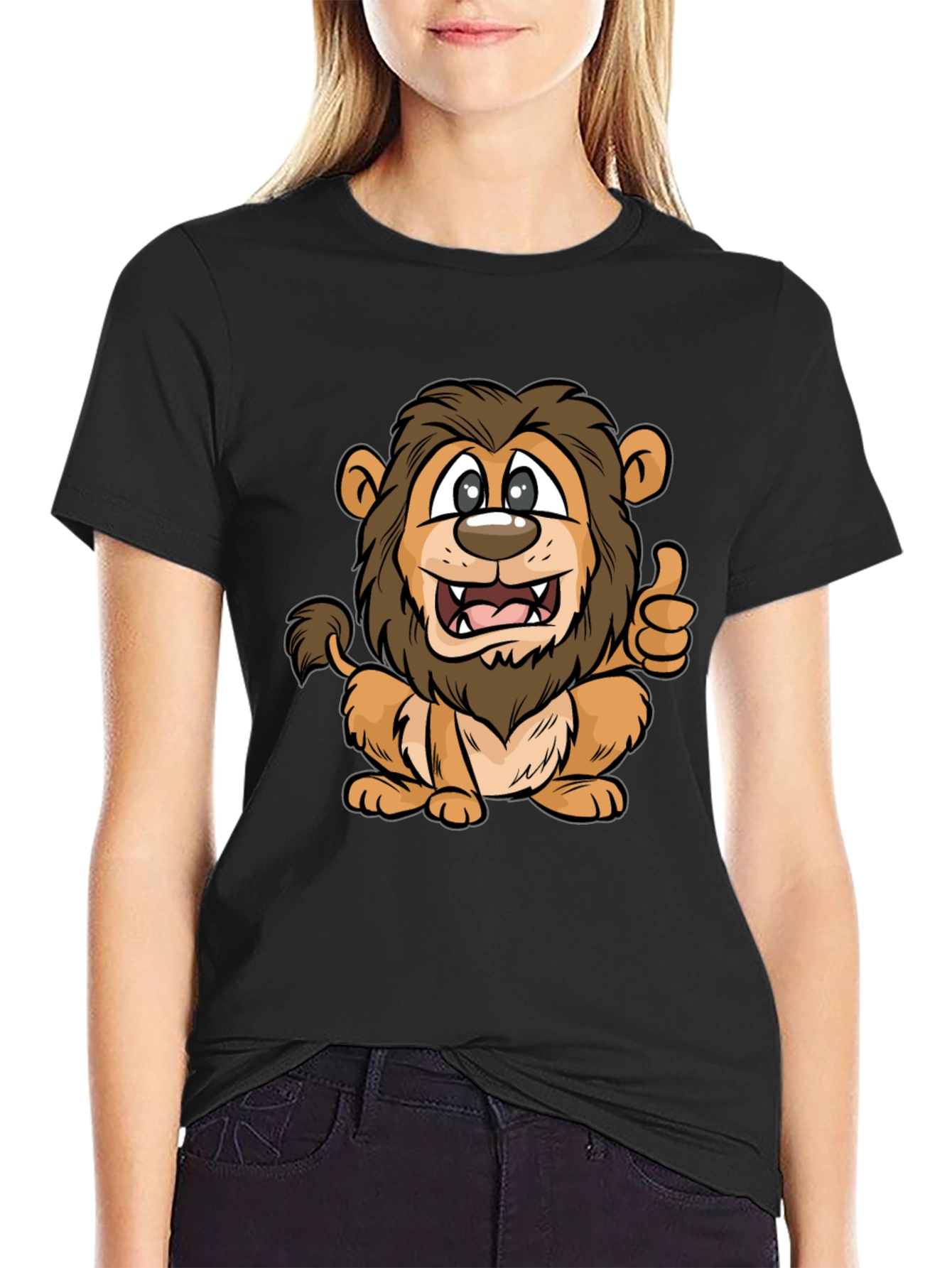 Lion Cartoon Black T-Shirt