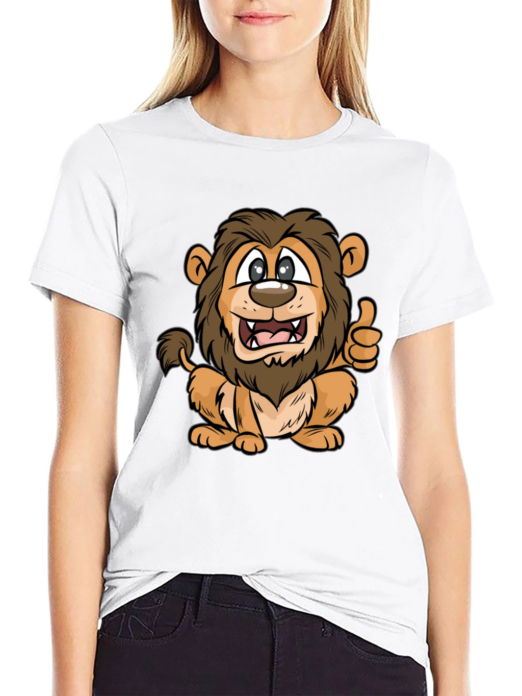 Lion Cartoon Black T-Shirt