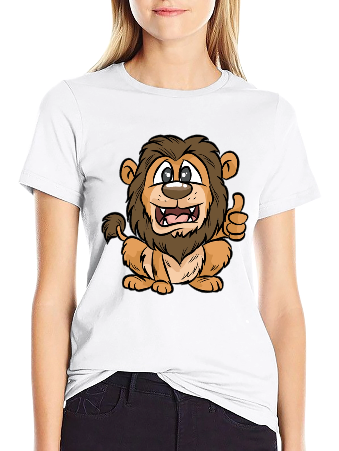 Lion Cartoon Black T-Shirt