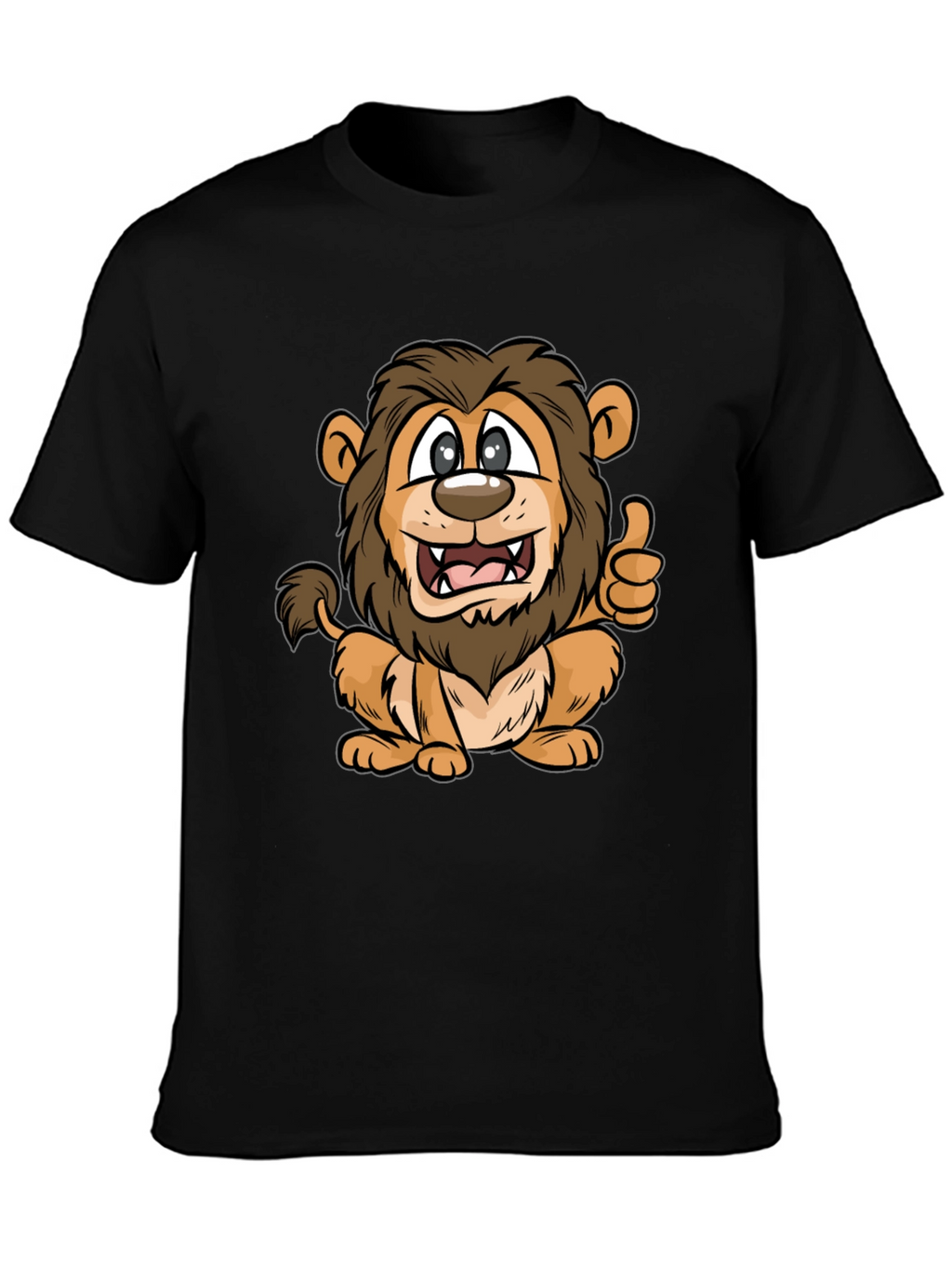 Lion Cartoon Black T-Shirt