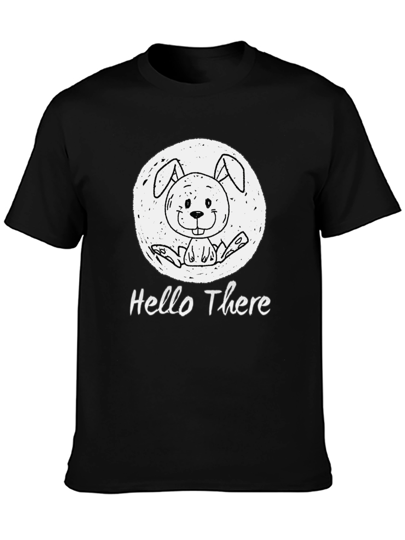 Hello There Bunny Black T-Shirt