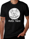 Hello There Bunny Black T-Shirt