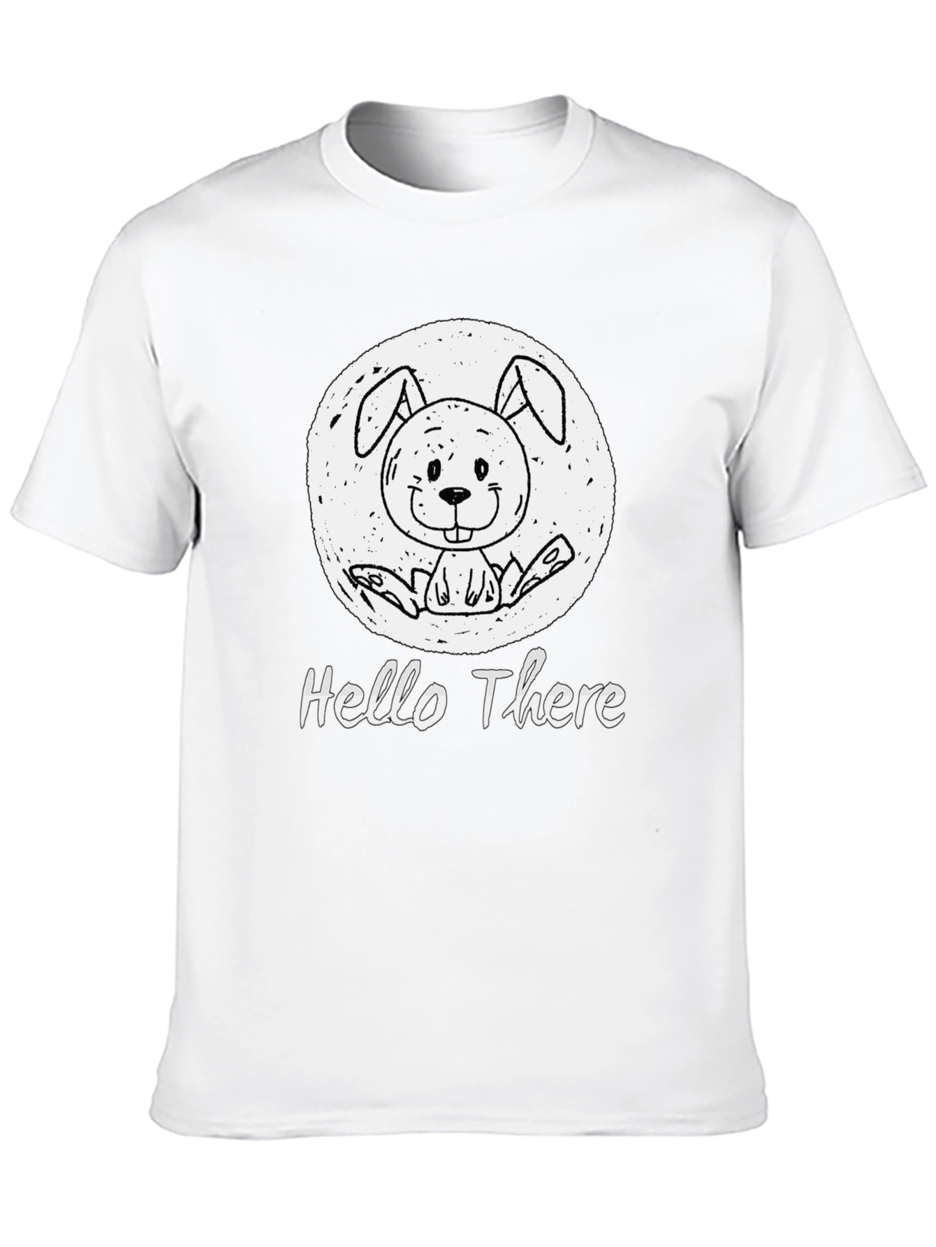 Hello There Bunny Black T-Shirt