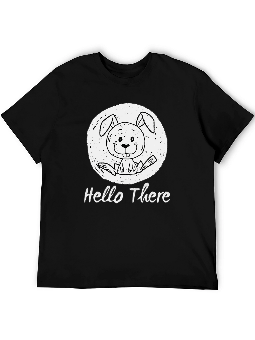 Hello There Bunny Black T-Shirt