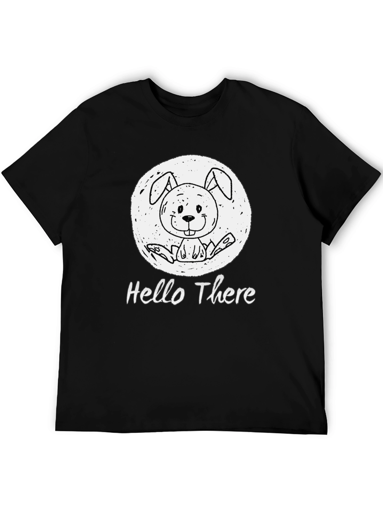 Hello There Bunny Black T-Shirt