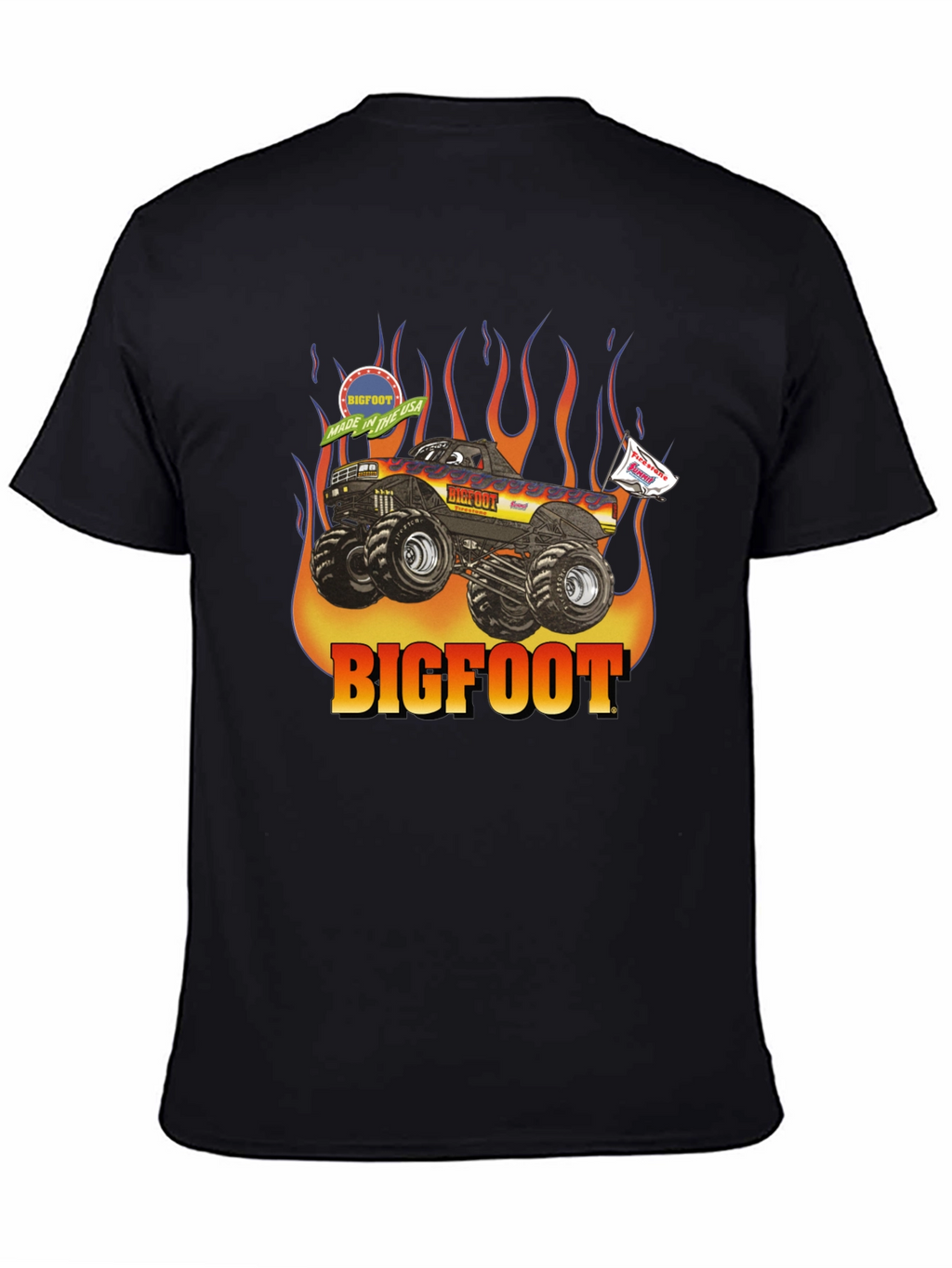 Bigfoot Monster Truck Flames Graphic T-Shirt