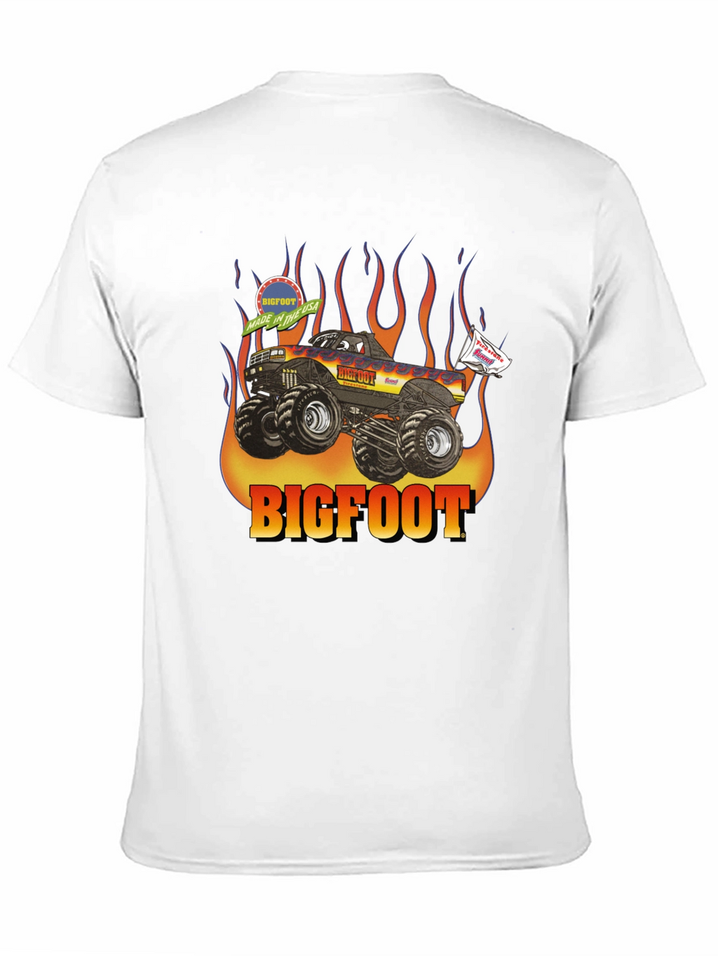 Bigfoot Monster Truck Flames Graphic T-Shirt