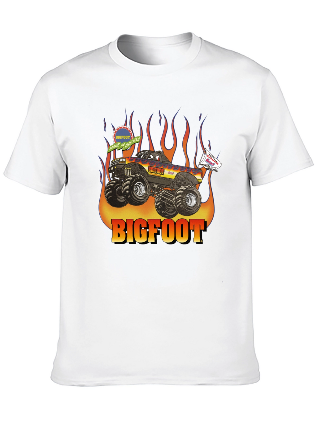 Bigfoot Monster Truck Flames Graphic T-Shirt