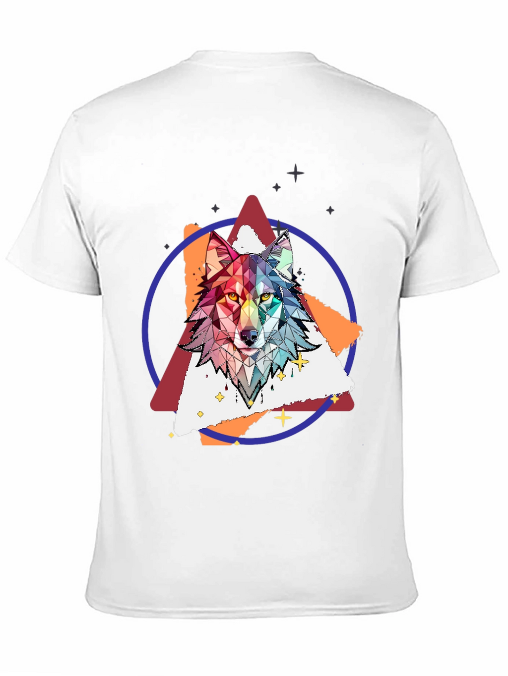 Geometric Wolf Graphic Print Tee - Stylish Mens T-Shirt