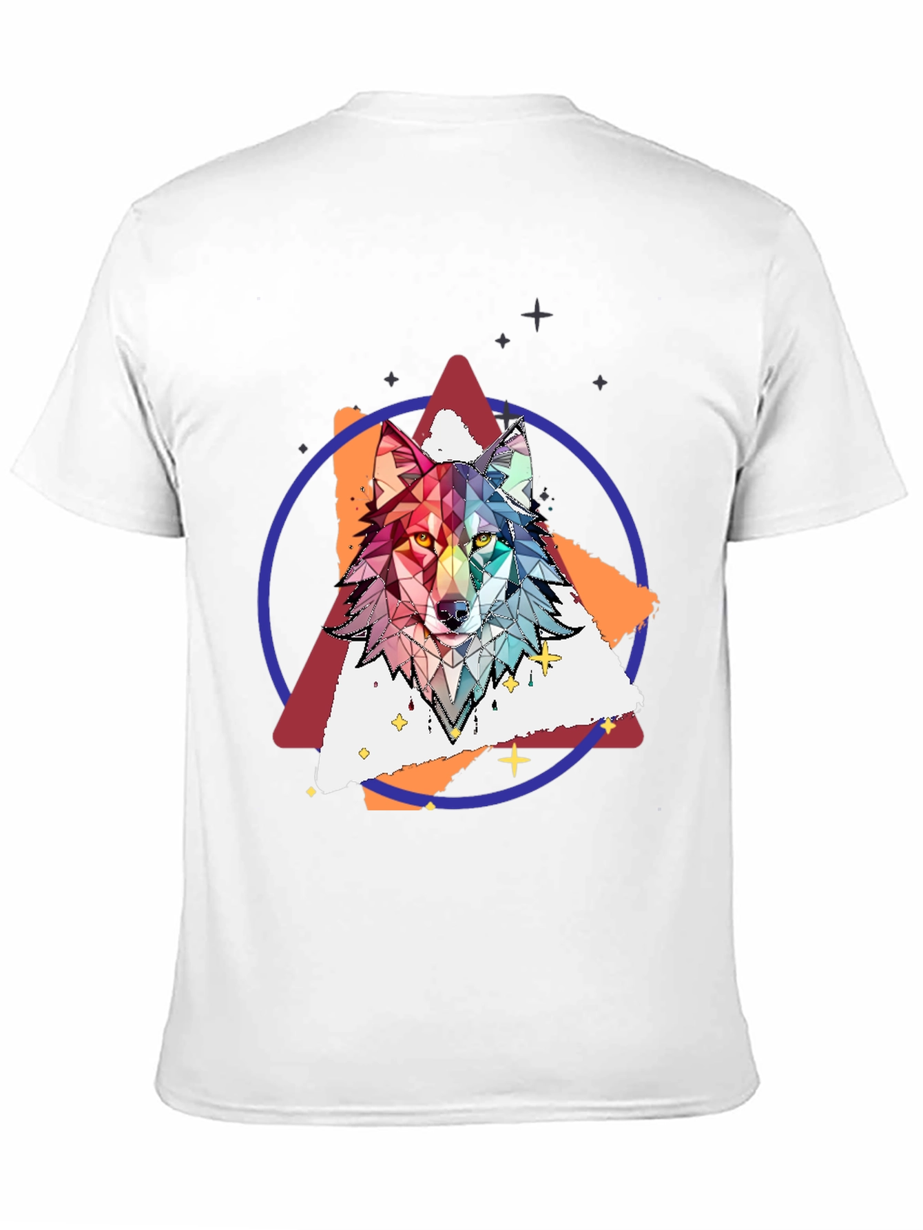 Geometric Wolf Graphic Print Tee - Stylish Mens T-Shirt