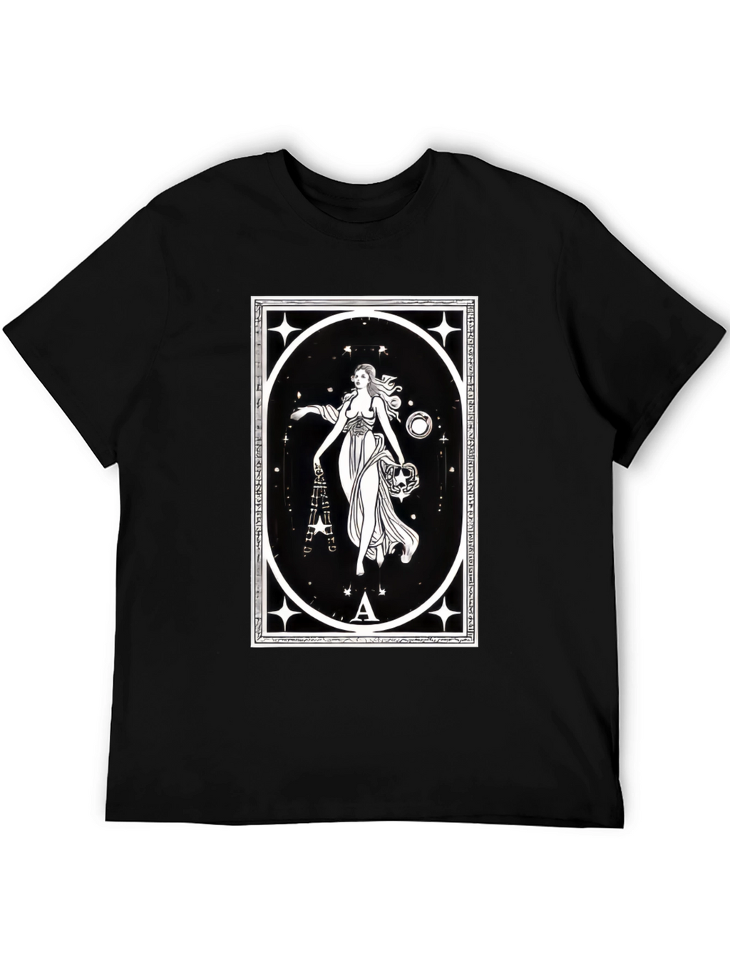 Celestial Goddess Black T-Shirt - Tarot Inspired Graphic