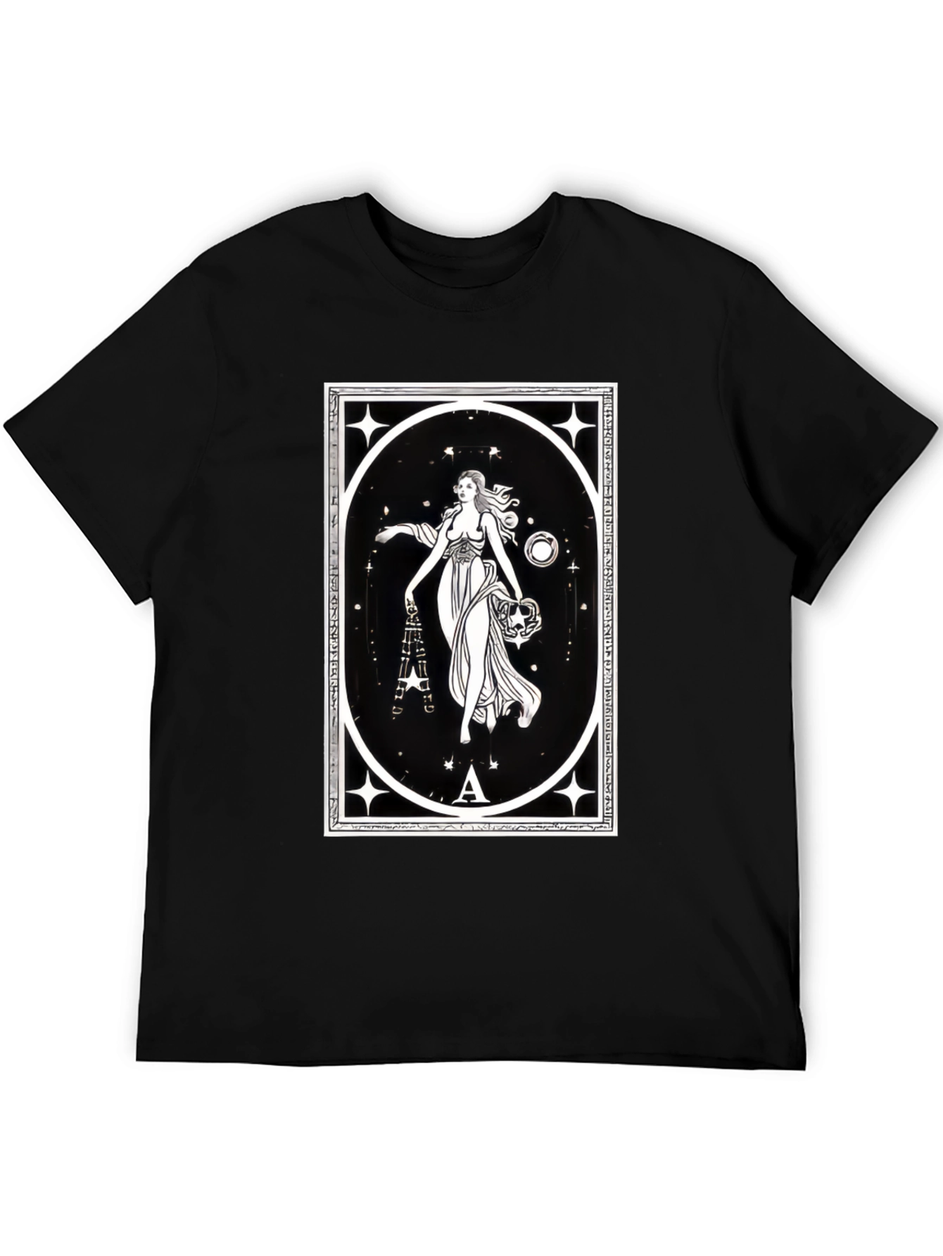 Celestial Goddess Black T-Shirt - Tarot Inspired Graphic