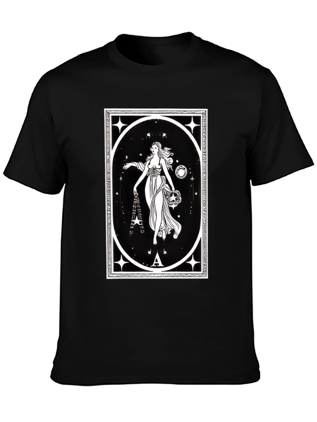 Celestial Goddess Black T-Shirt - Tarot Inspired Graphic