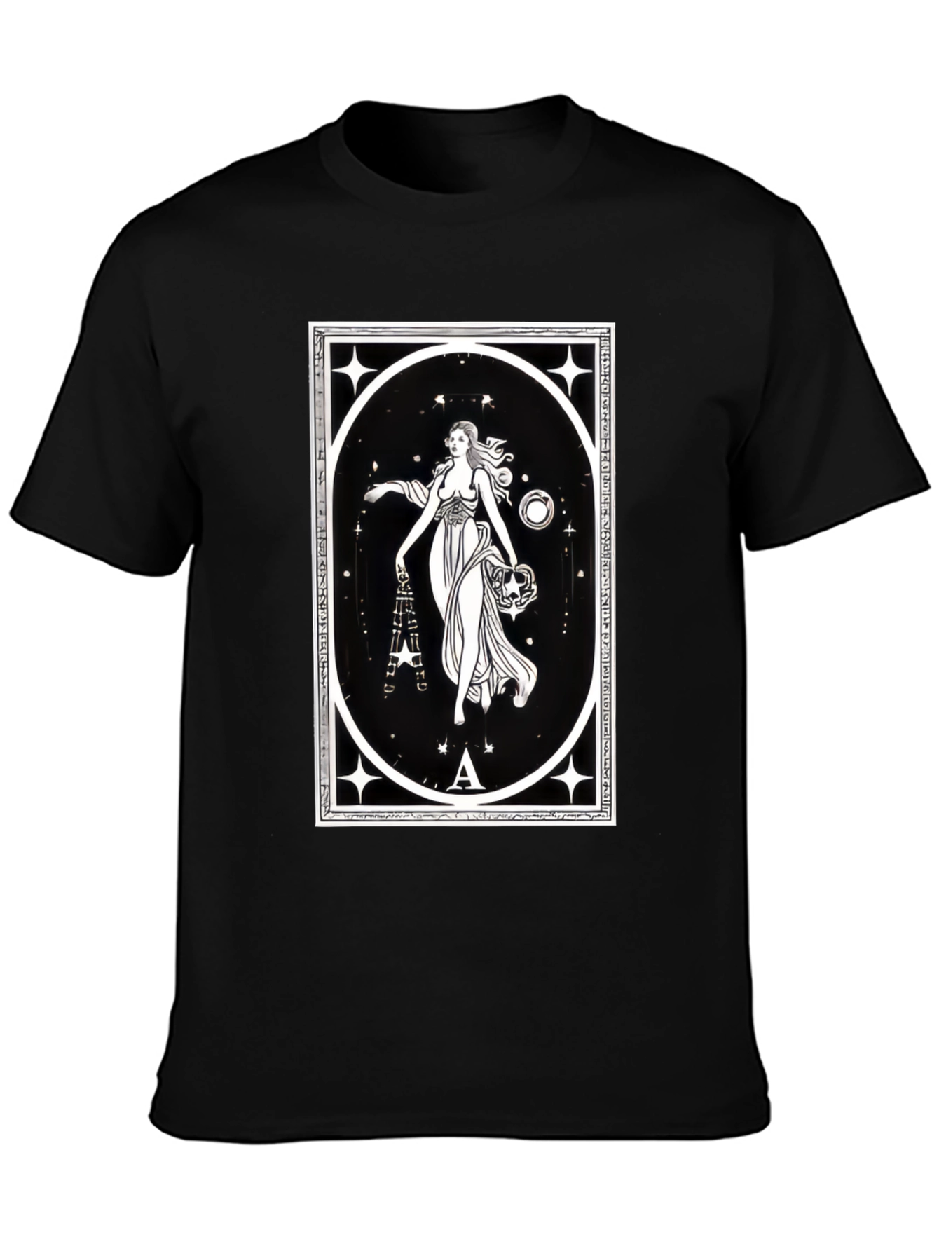 Celestial Goddess Black T-Shirt - Tarot Inspired Graphic