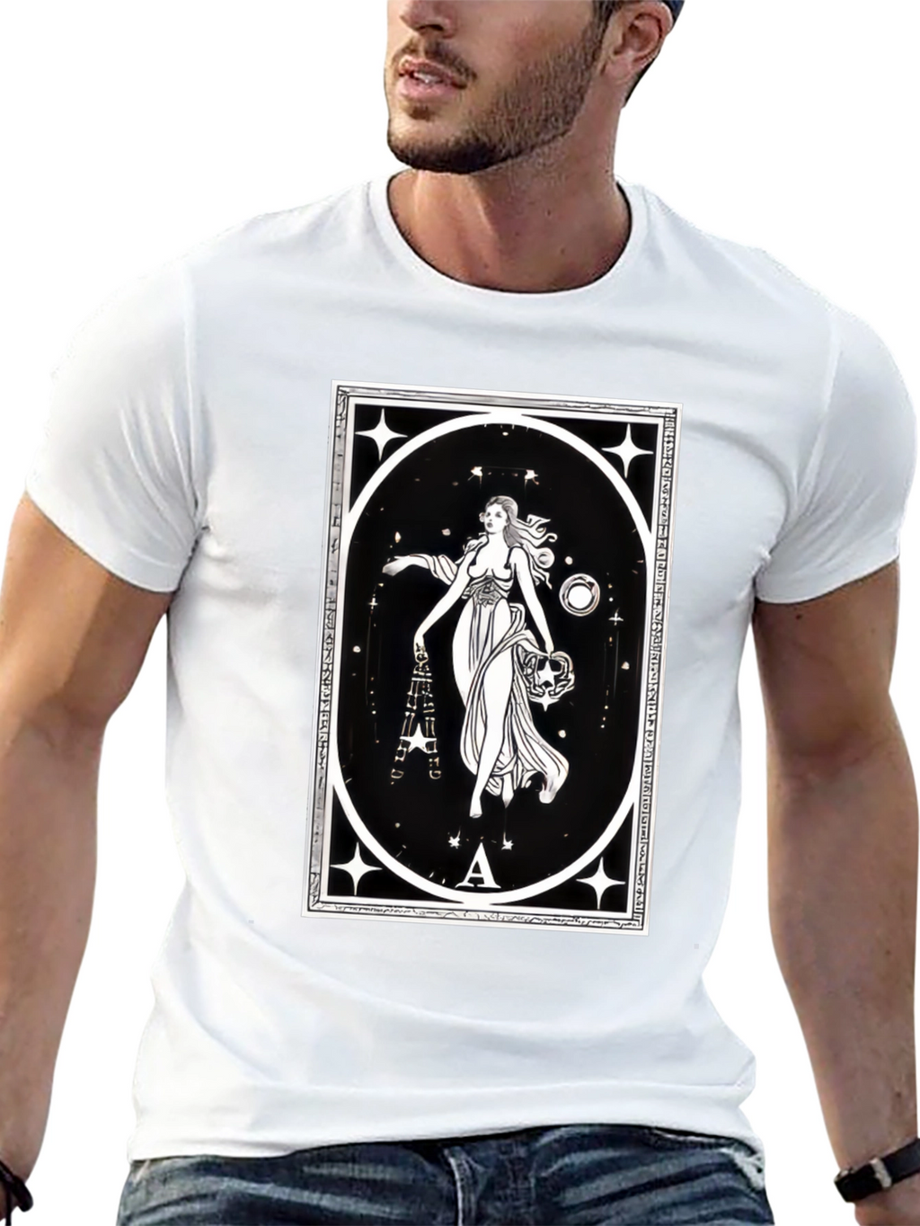 Celestial Goddess Black T-Shirt - Tarot Inspired Graphic