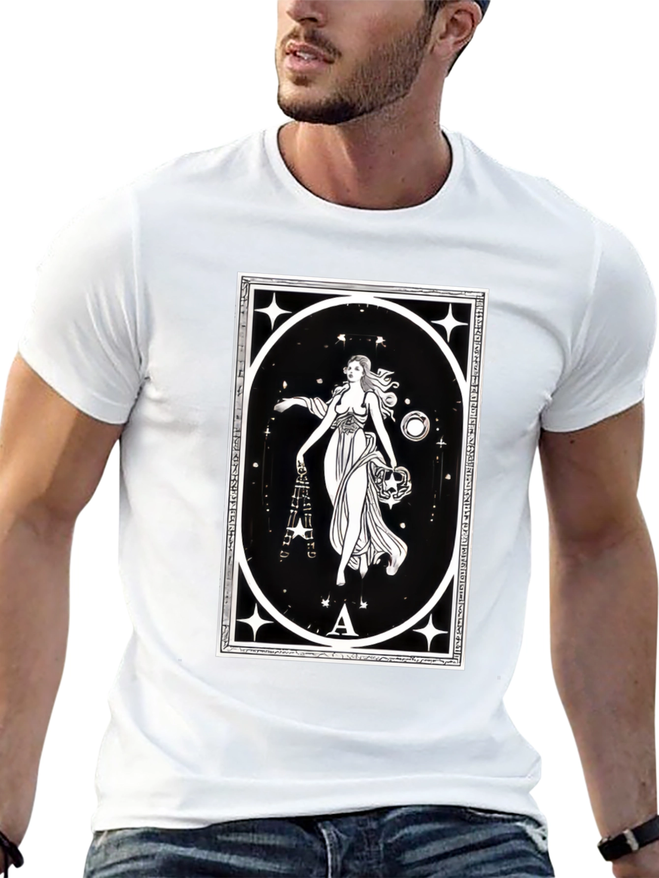 Celestial Goddess Black T-Shirt - Tarot Inspired Graphic