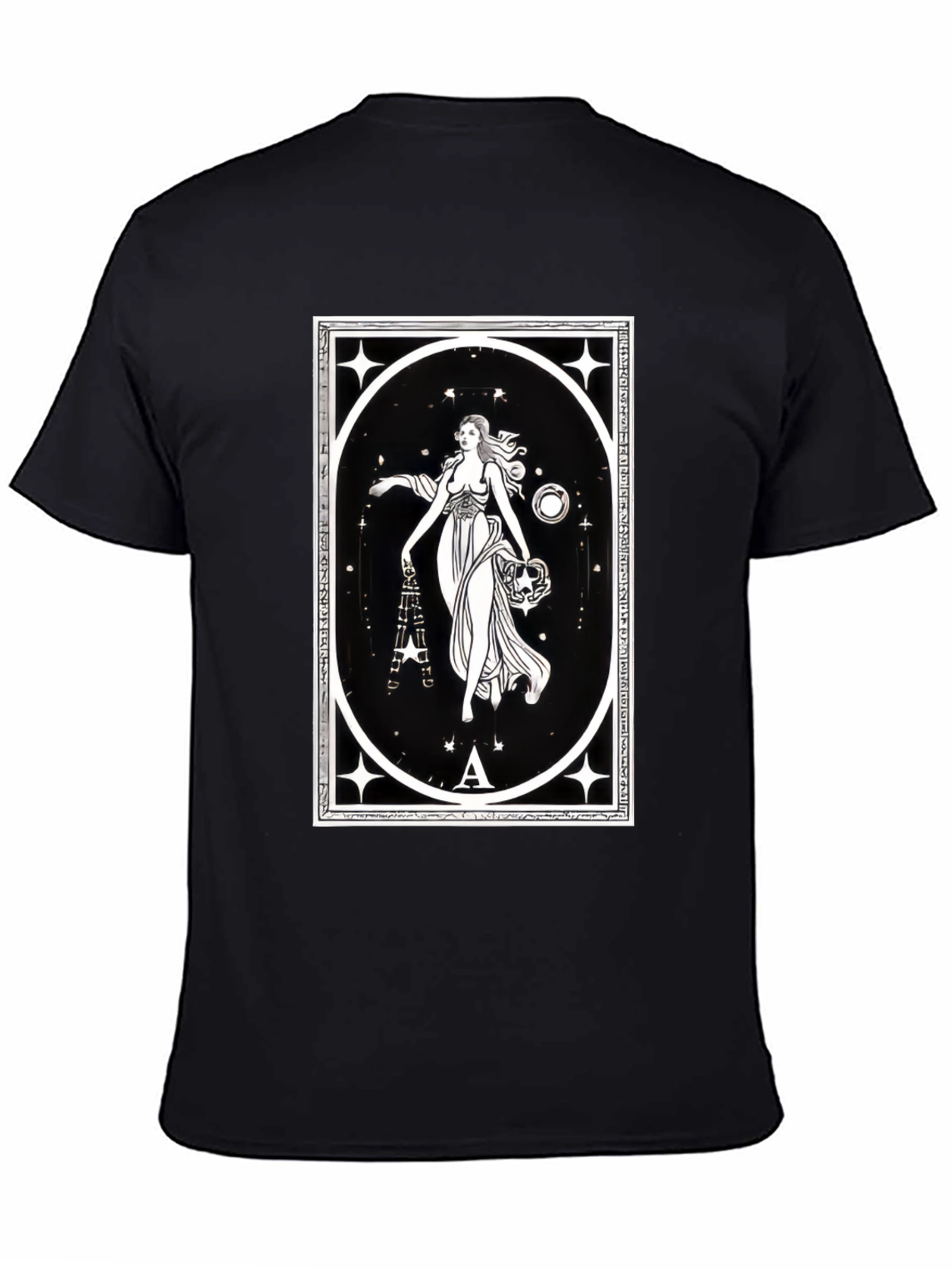 Celestial Goddess Black T-Shirt - Tarot Inspired Graphic