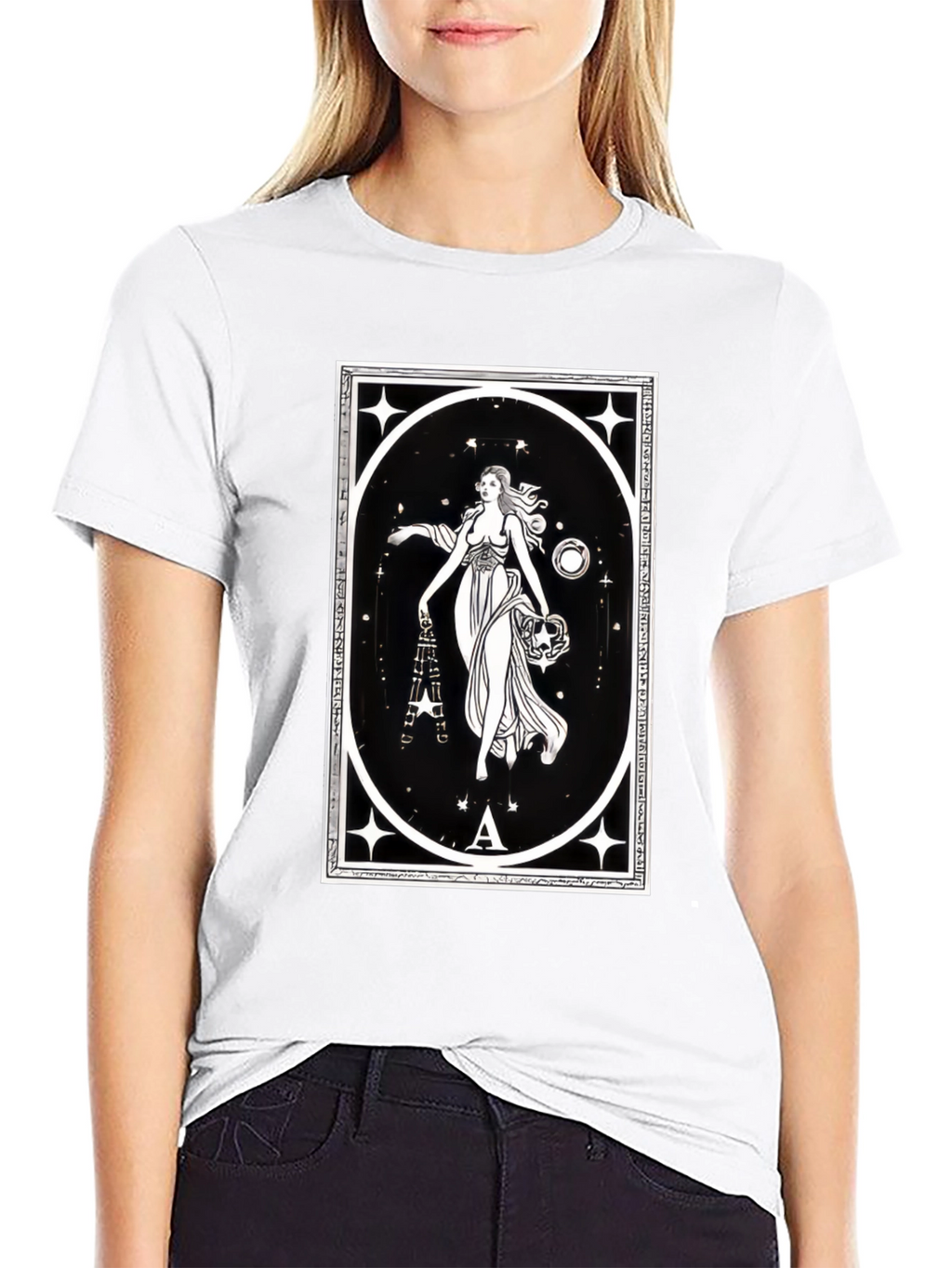 Celestial Goddess Black T-Shirt - Tarot Inspired Graphic