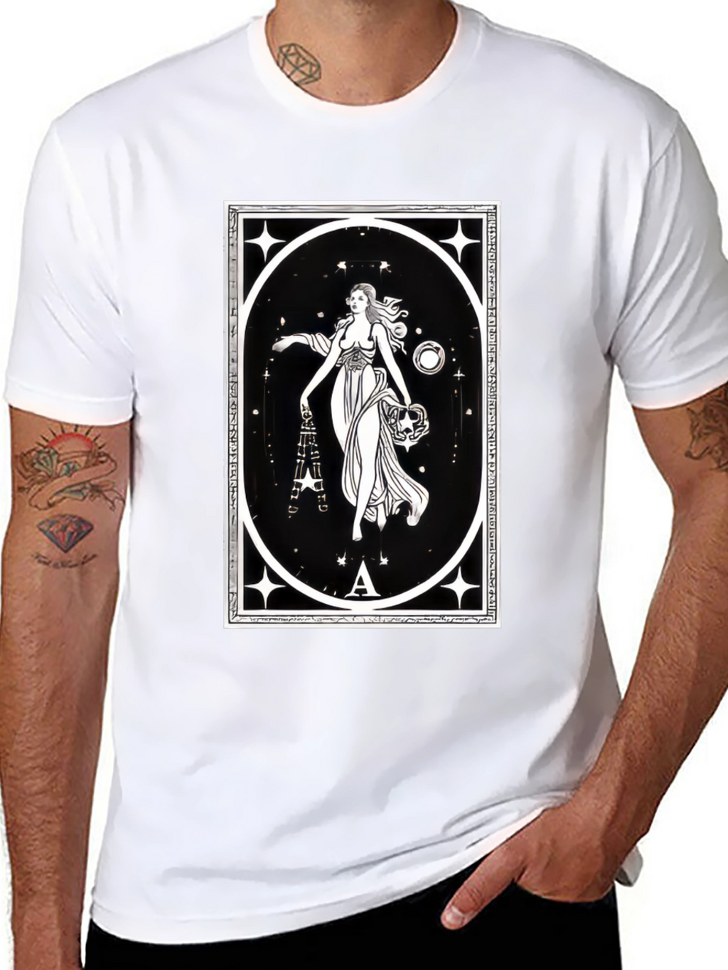 Celestial Goddess Black T-Shirt - Tarot Inspired Graphic