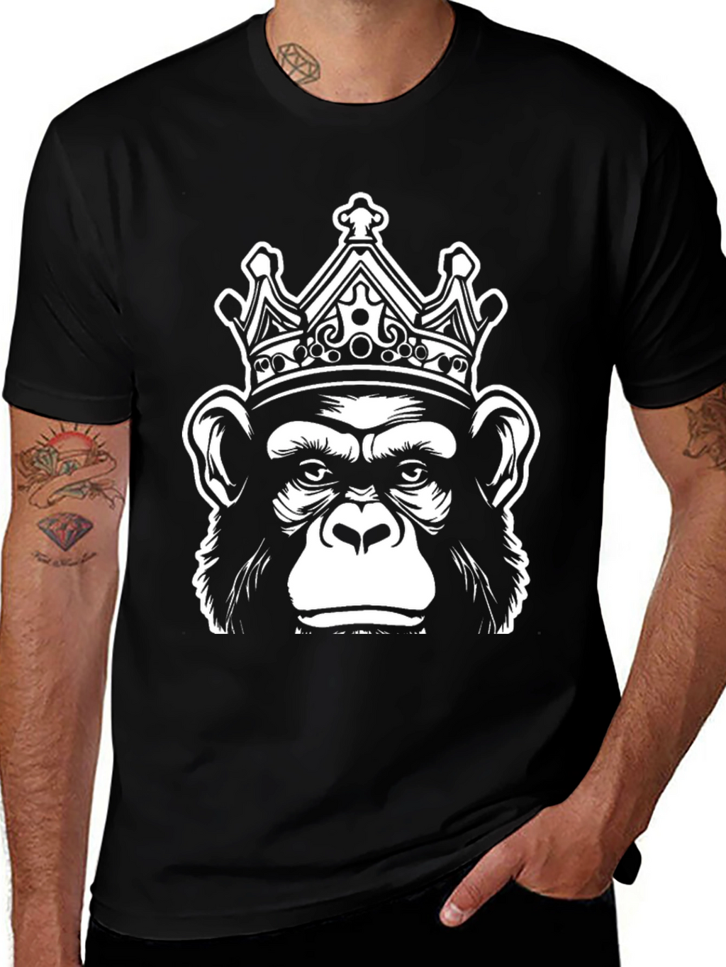 Monkey King Graphic Tee - Black Cotton T-Shirt