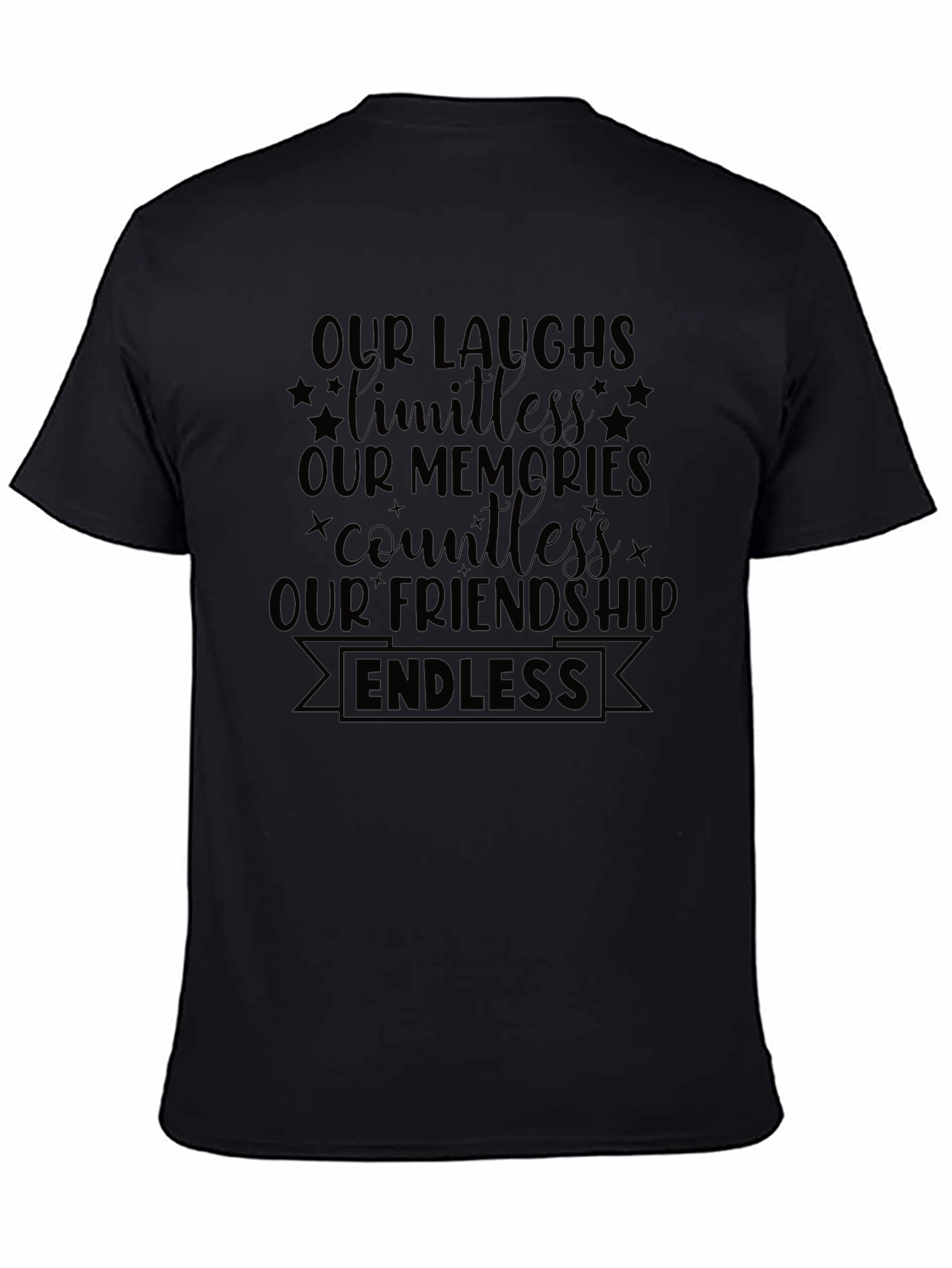 Endless Friendship Graphic Tee - Soft Black Cotton Shirt