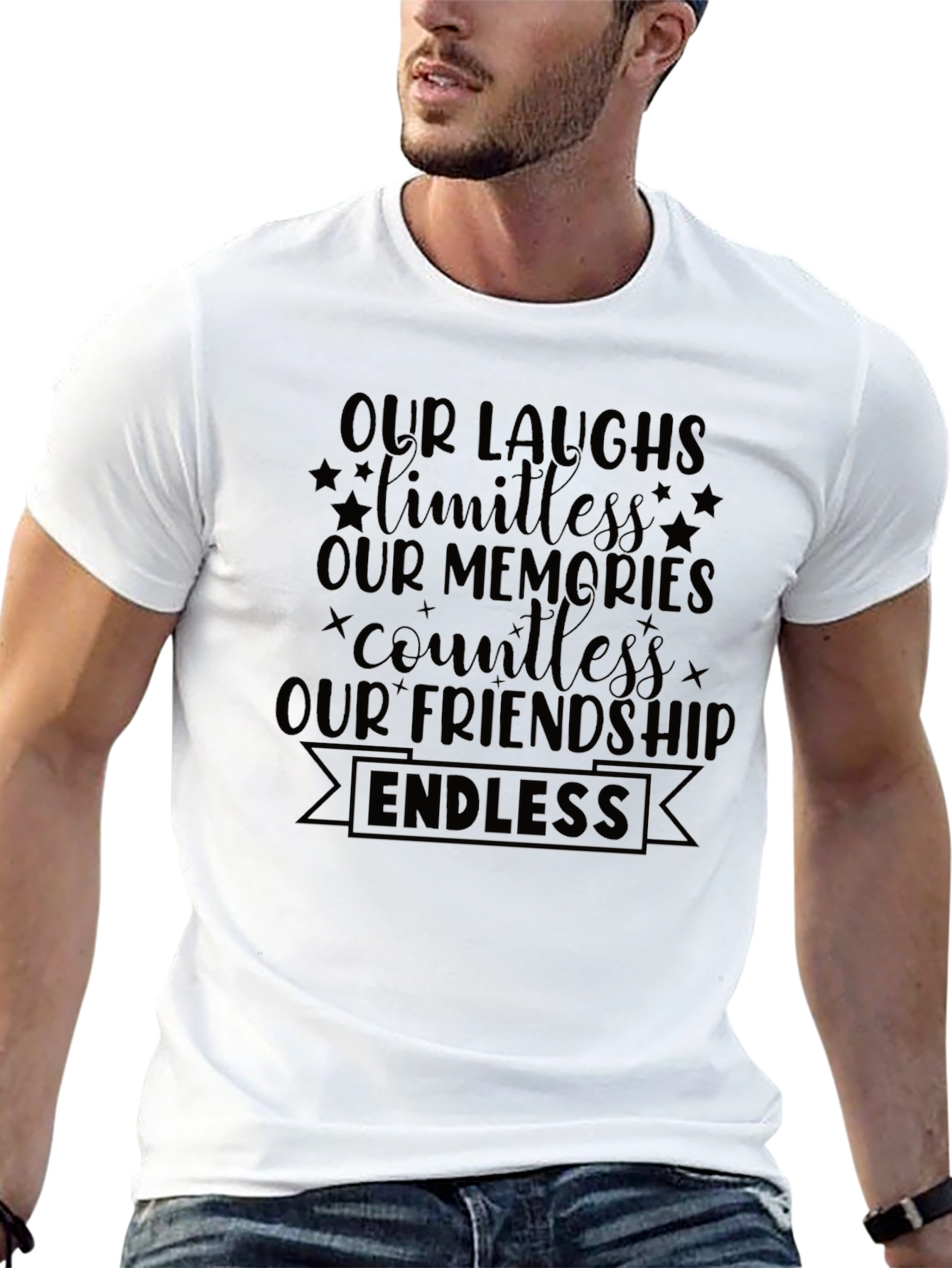 Endless Friendship Graphic Tee - Soft Black Cotton Shirt