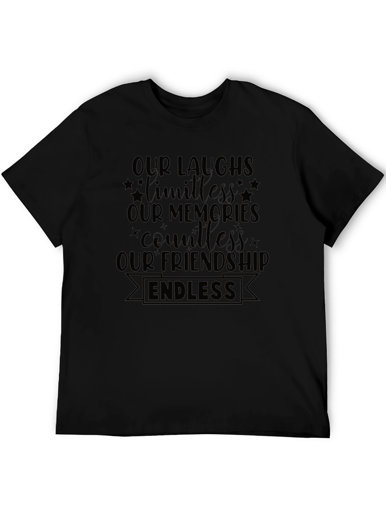 Endless Friendship Graphic Tee - Soft Black Cotton Shirt