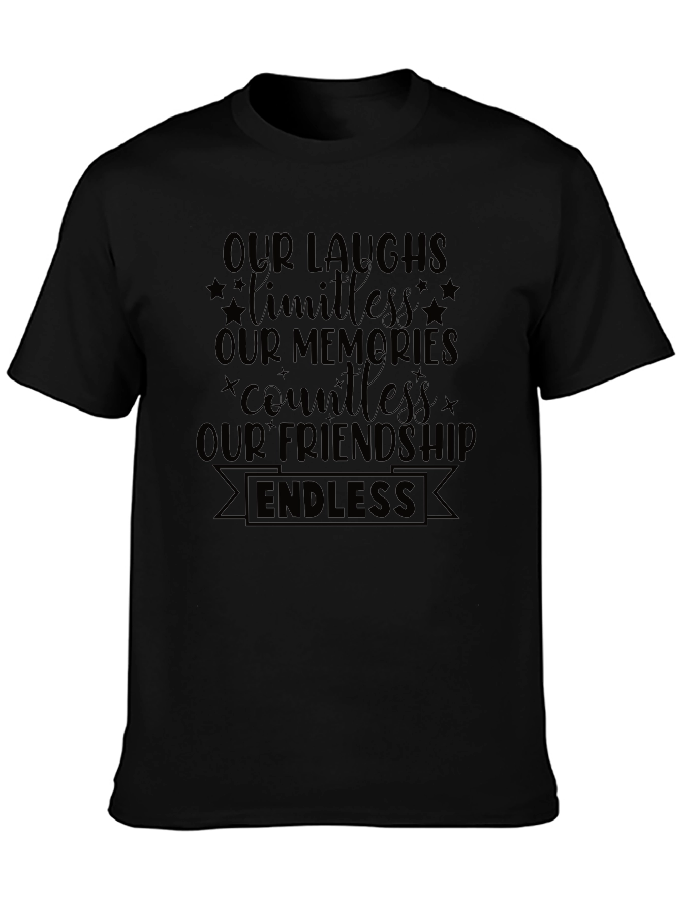 Endless Friendship Graphic Tee - Soft Black Cotton Shirt