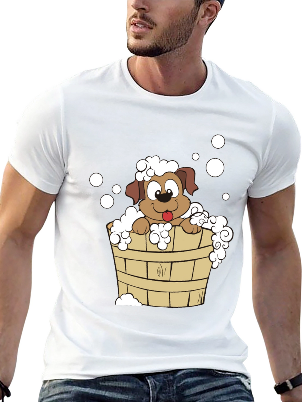 Dog in Tub T-Shirt - Cute Cartoon Puppy