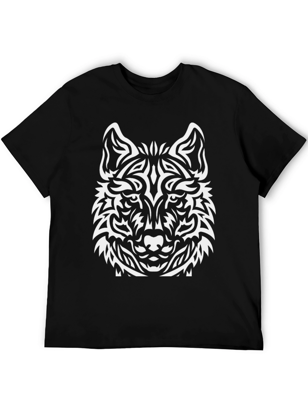Wolf Graphic Print Tee - Black Cotton Blend
