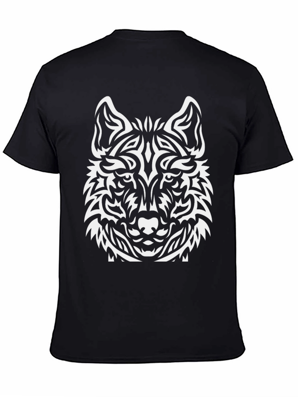 Wolf Graphic Print Tee - Black Cotton Blend
