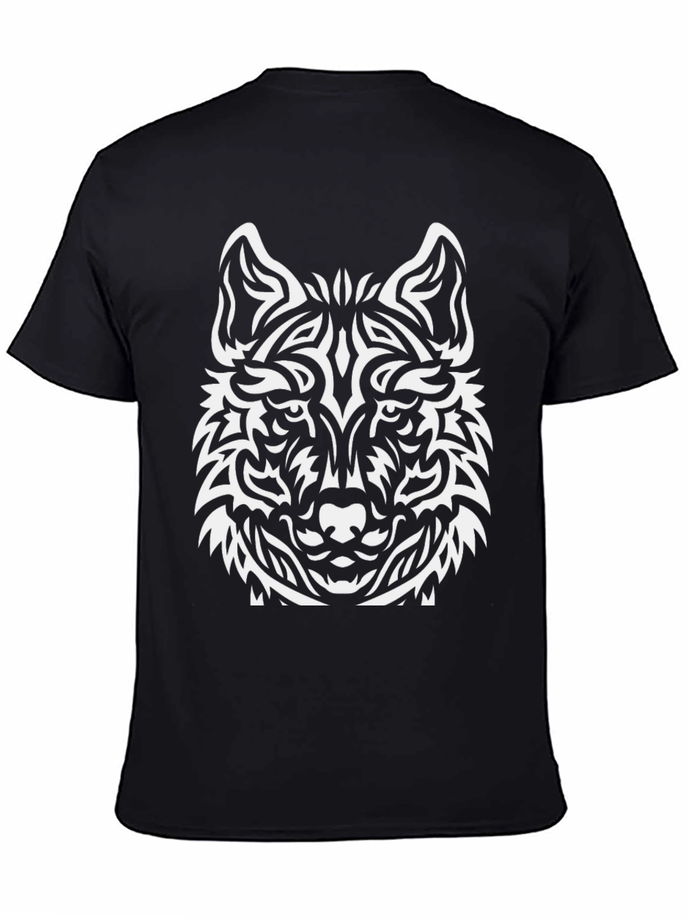 Wolf Graphic Print Tee - Black Cotton Blend