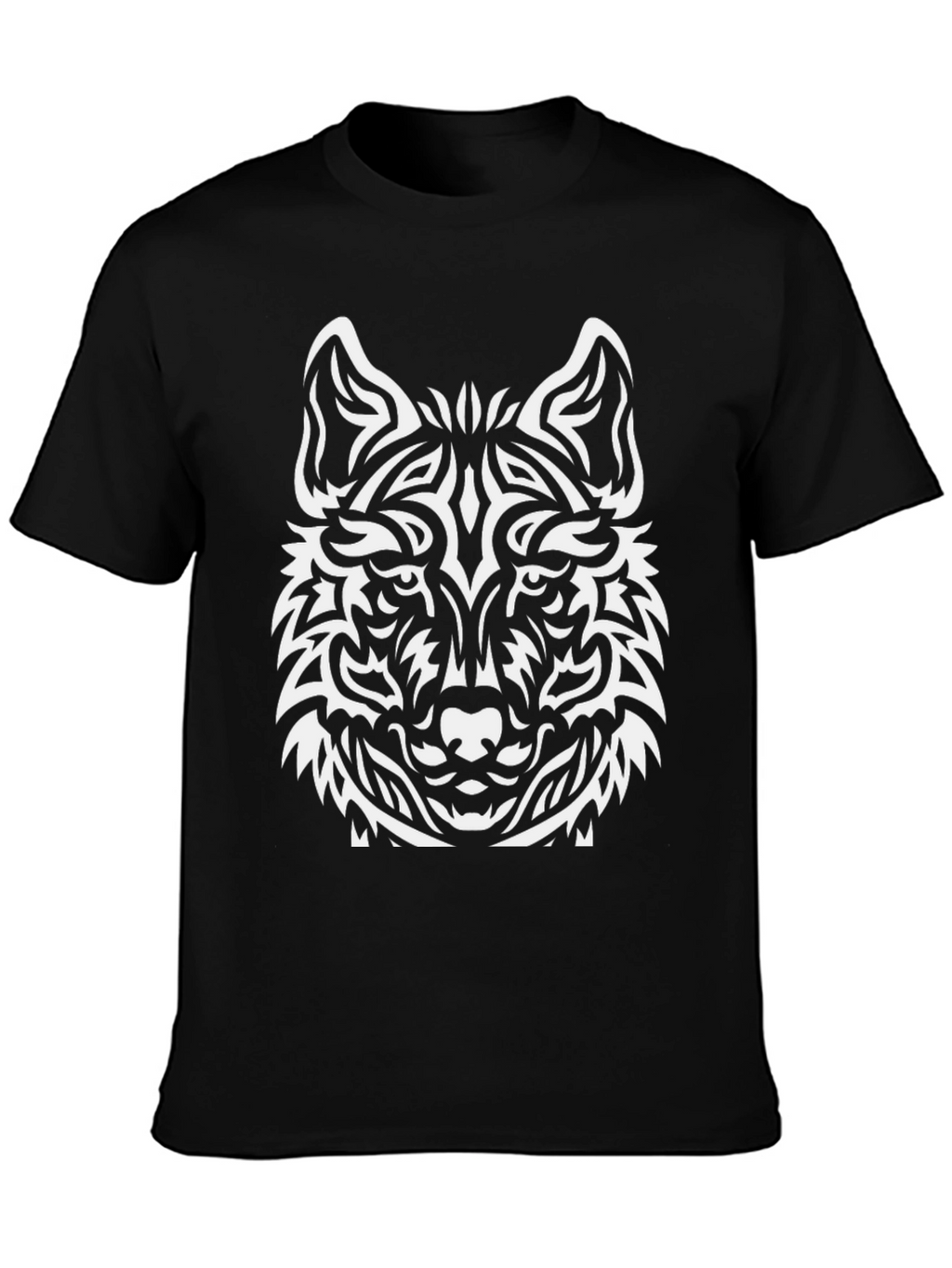 Wolf Graphic Print Tee - Black Cotton Blend