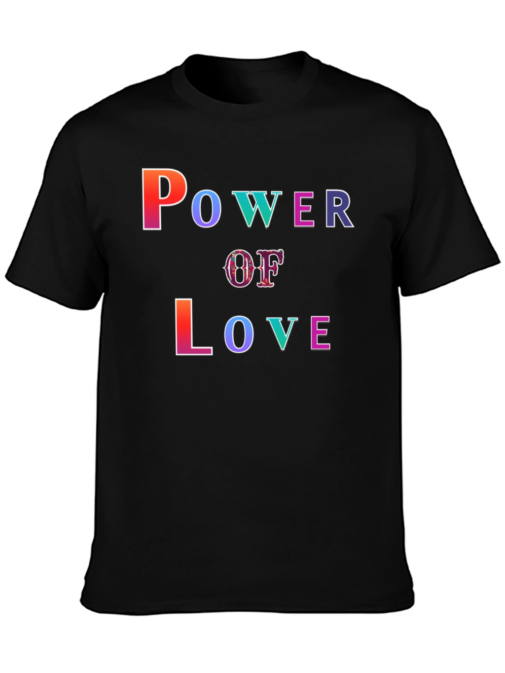 Power of Love Graphic Print Black T-Shirt