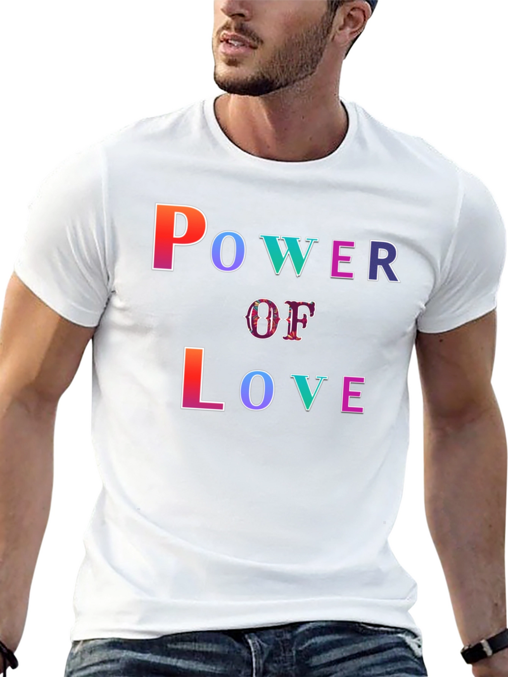 Power of Love Graphic Print Black T-Shirt