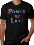 Power of Love Graphic Print Black T-Shirt
