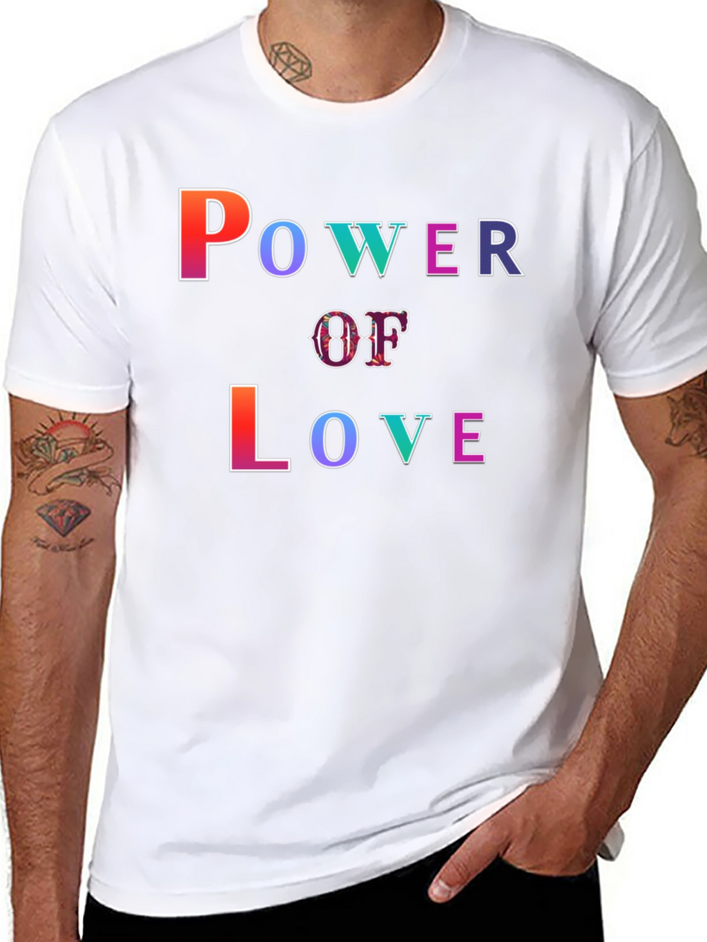 Power of Love Graphic Print Black T-Shirt