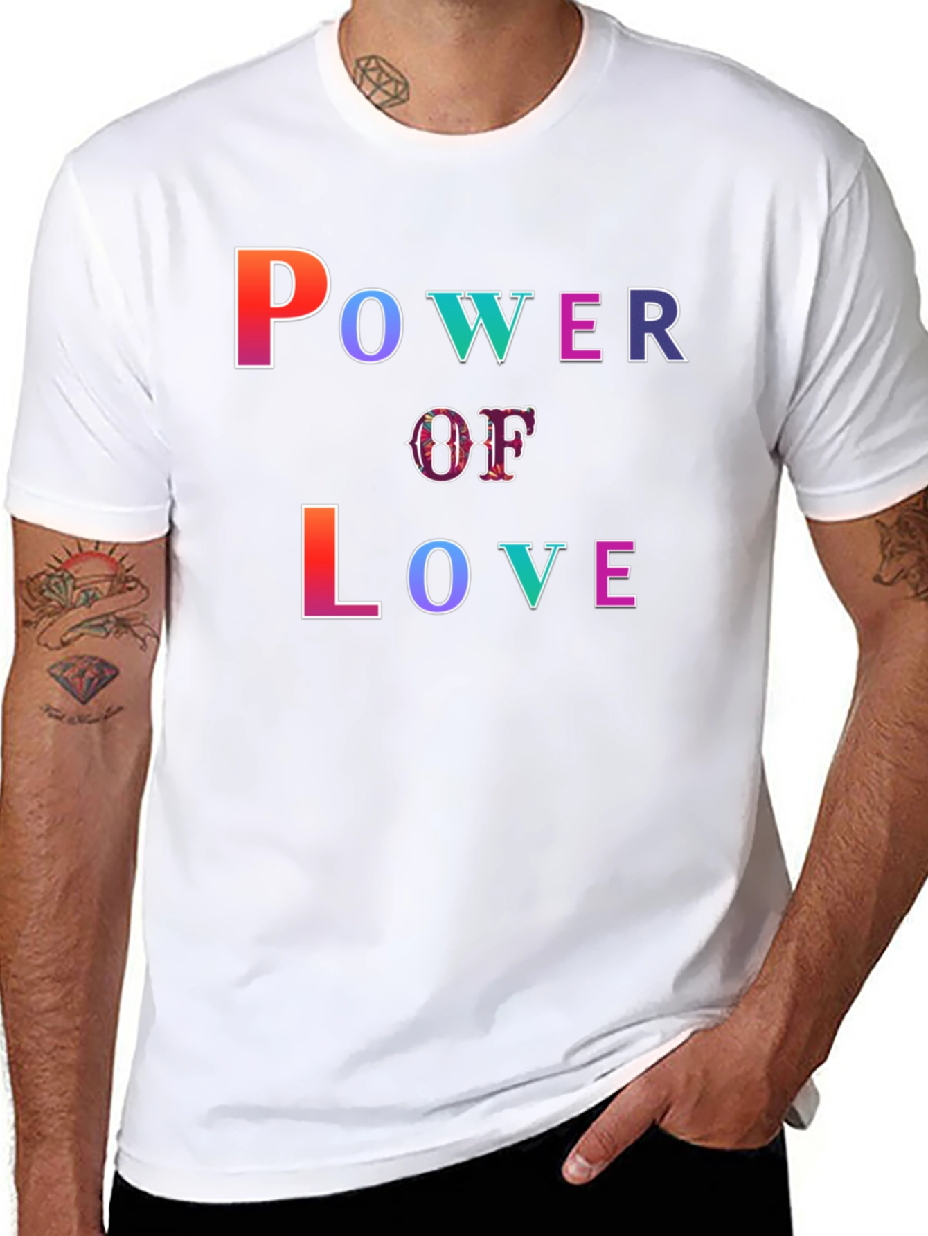 Power of Love Graphic Print Black T-Shirt
