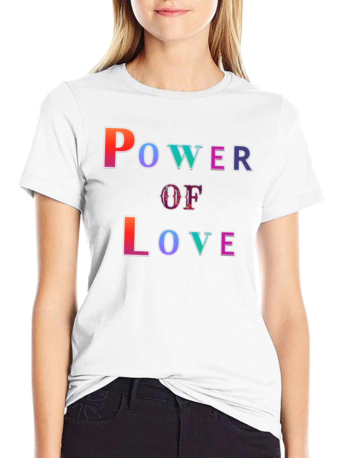 Power of Love Graphic Print Black T-Shirt