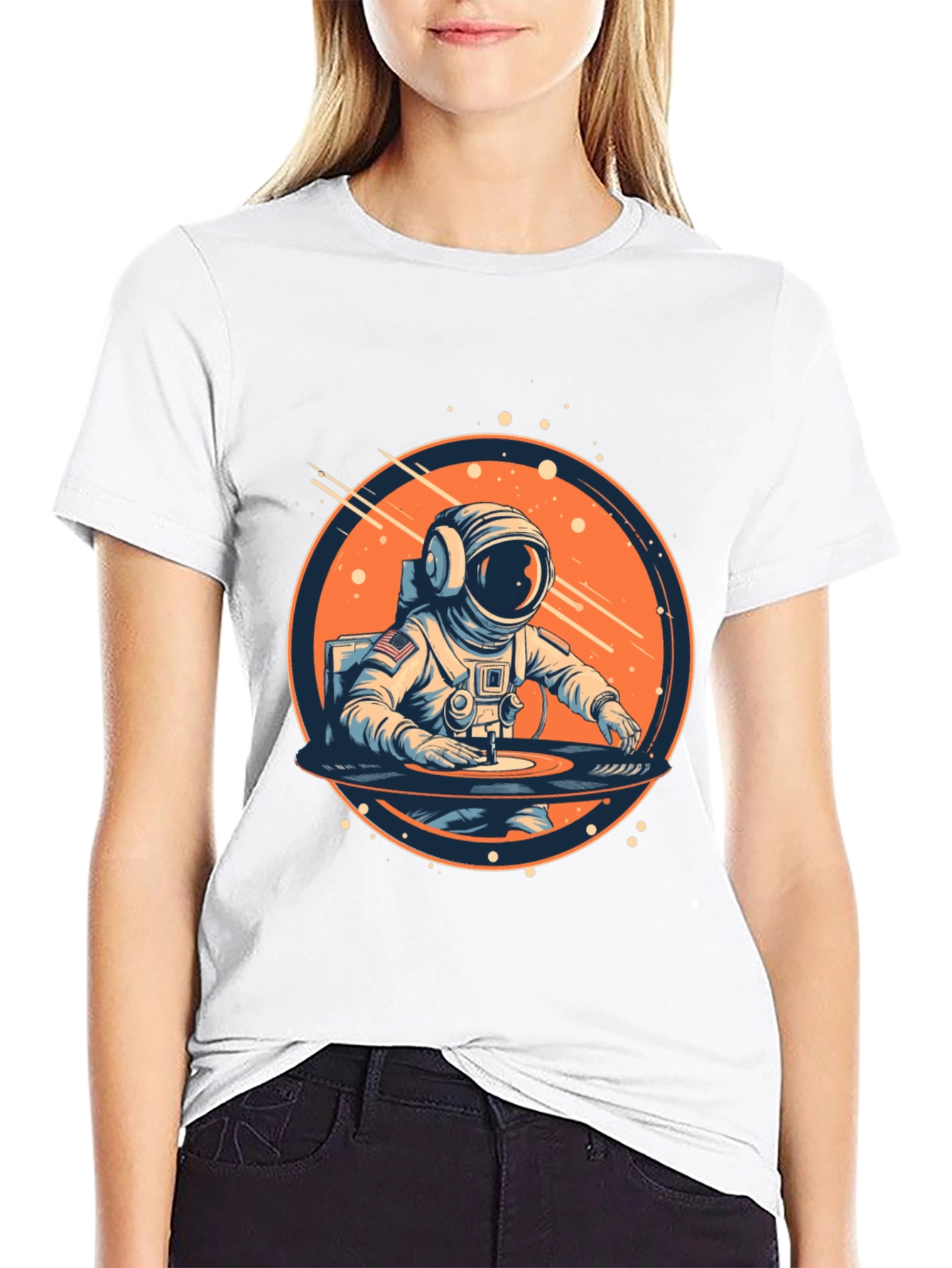 Astronaut DJ Black Graphic Tee