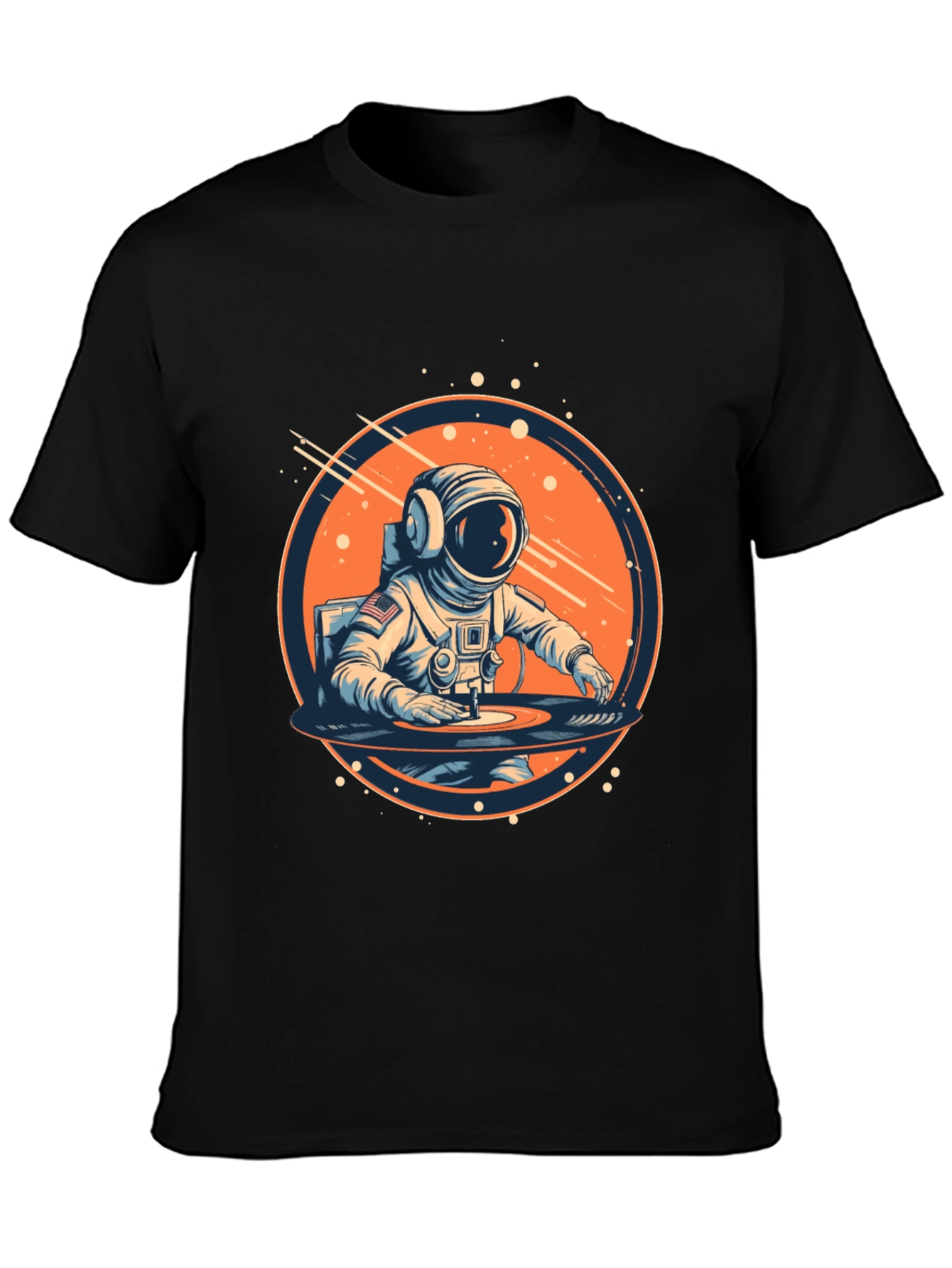 Astronaut DJ Black Graphic Tee