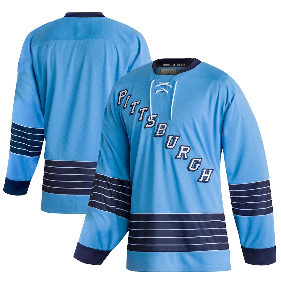 Men's Pittsburgh Penguins Light Blue Team Classics Authentic Blank Jerseys