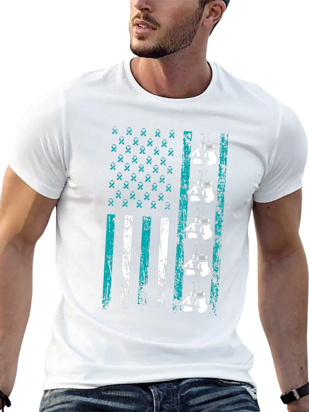 Teal Ribbon Boxing Gloves T-Shirt