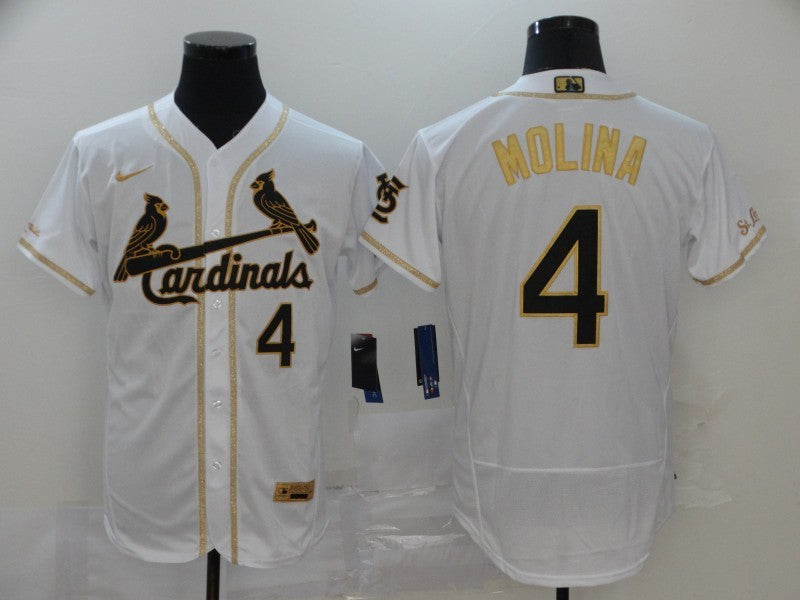 Men's St. Louis Cardinals Yadier Molina #4 White Fashion Stitched Jerseys