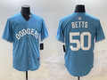 Men's Los Angeles Dodgers Mookie Betts #50 Light Blue Limited Player Jerseys